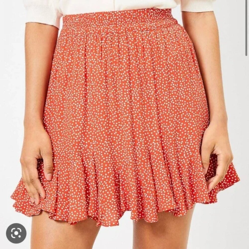 Red Polka Dot Ruffle Skirt